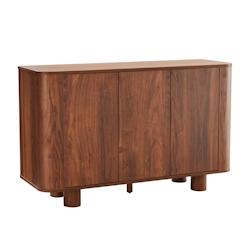Oviala Business Buffet 3 portes moderne rectangulaire L120 cm bois foncé - marron Bois massif 113845_0