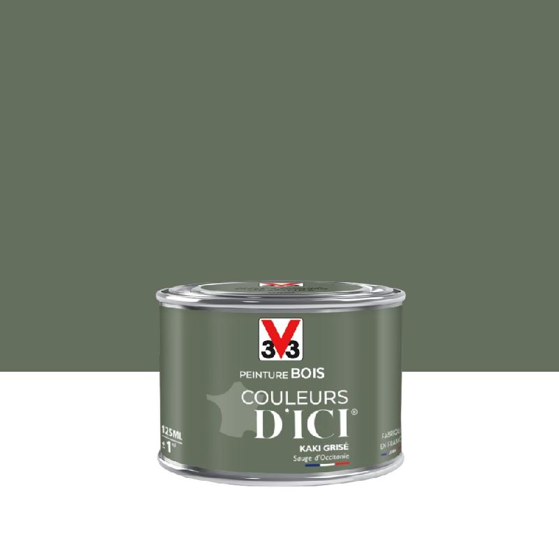 Peinture bois extérieur et intérieur - Couleurs d'ici® V33 - Kaki grisé velours - 0.125 L_0