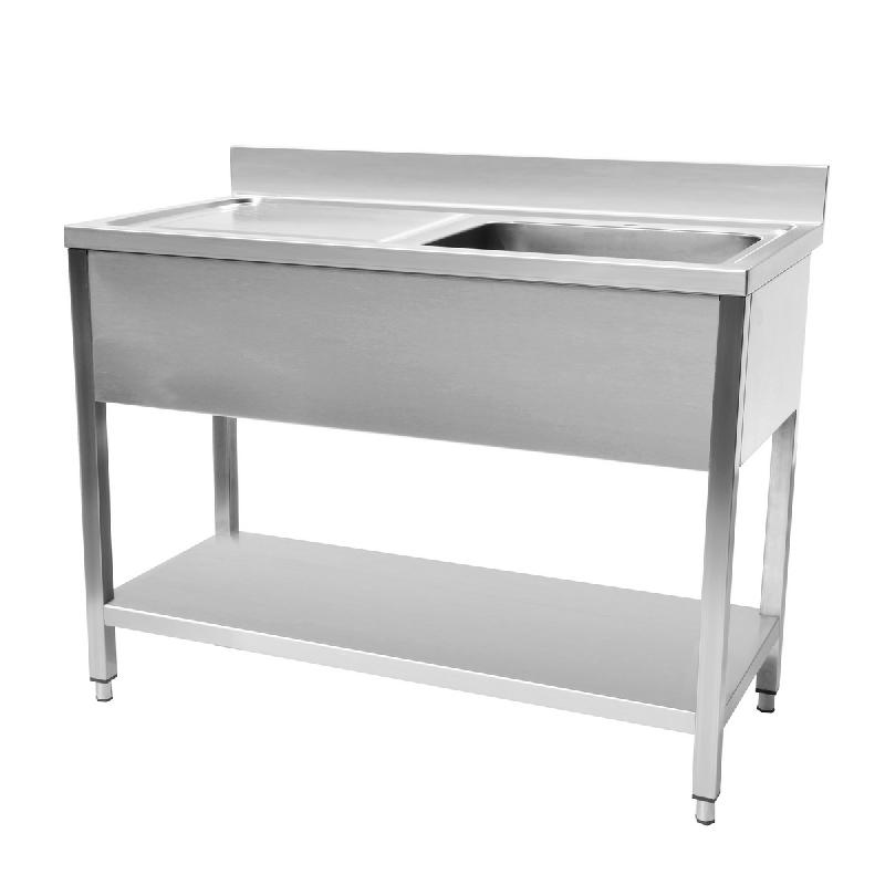 Plonge en inox avec dosseret et étagère en dessous egouttoir à gauche 1200x600 mm - STSK-126L-CT_0