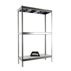 PROREGAL Étagère pour charges lourdes MID METAL YETI THREE | HxLxP 150x150x75cm | Charge du compartiment 400kg | Galvanisé - gris métal PR_RS144-23_0