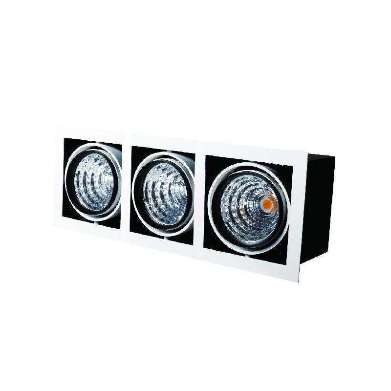 Spot LED encastrable triple blanc/noir - 3x39W - 3600LM - 3000K - transformateurs PHILIPS - LED COB orientables_0