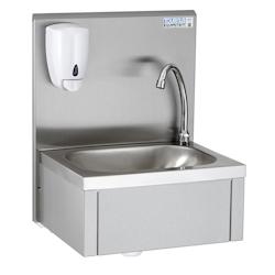 Tournus Équipement - Lave-mains GC avec dosseret, distributeur de savon et commande au genou - 806383 - plastique_0