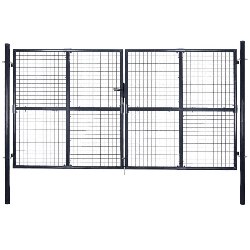 Vidaxl portail en maille acier galvanisé 289x150 cm gris 143365_0