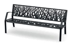Banc public Lagupie Réf. 1270 - Assise et dossier en tôle d’acier, pieds et accoudoirs en fonte ductile_0