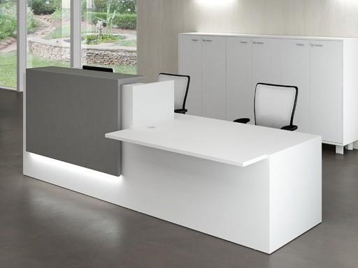 Banque d'accueil Z2 blanche avec accès handicapés - Officity - Gris clair, Droite, Blanc, 306_1