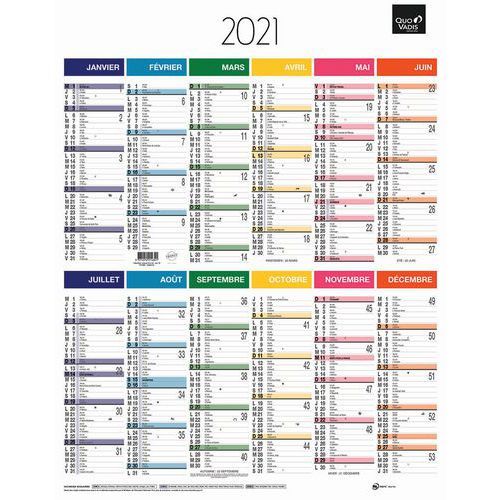 CALENDRIER ANNUEL 43/55cm VERTICAL ARC-EN-CIEL *2024*