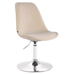 Décoshop26 - Chaise de salle à manger en velours crème hauteur réglable pied métal aspect chromé trompette CDS101117 - 3000436769608_0