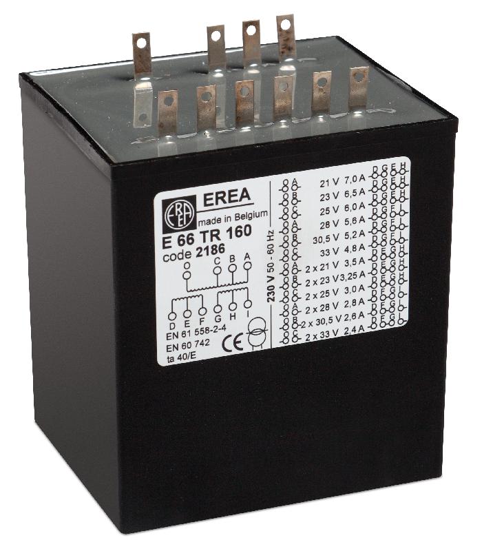 Transformateur basse tension E 66TR160 - monophasé de protection - 160VA - Upri 230V - Usec 0-33V_0