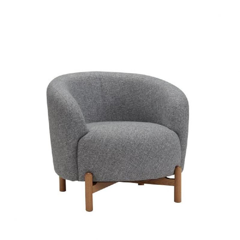 FAUTEUIL GROLL TISSU GRIS PIÉTEMENT BOIS CLAIR_0