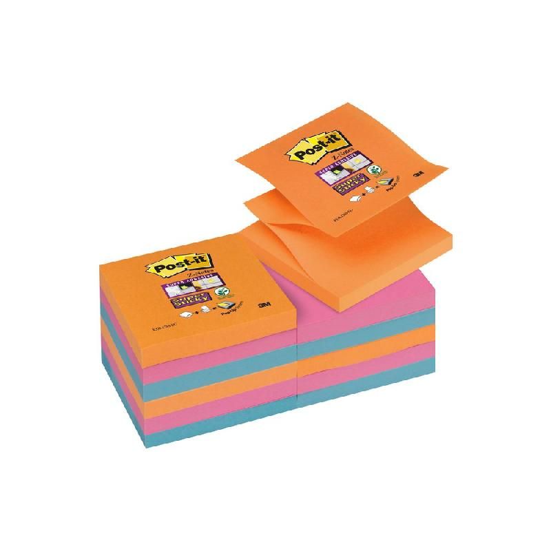 POST-IT® BLOC DE NOTES ADHÉSIVES (R330-12SS-EG) SUPER STICKY - 76 X 76 MM - COULEUR : BANGKOK