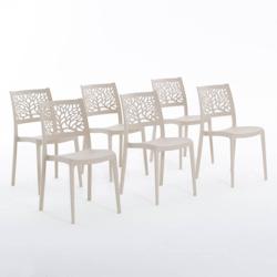 RATTATAN Set 6 Chaises en polypropylène avec fibre de verre empilables pour extérieur et jardin, bar et restaurant, cuisine design moderne - FLORA -_0