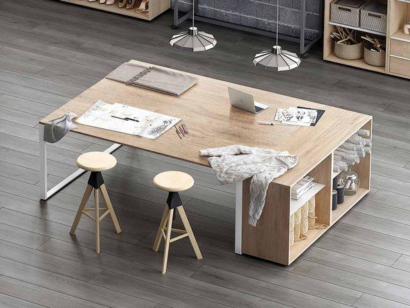 Table de coworking Hypérion II - avec armoire ouverte - Dimensions 200x100 cm / 200x120 cm / 240x120 cm - Garantie 5 ans_0