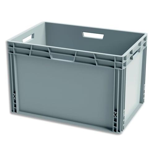 Viso bac de rangement gris en polypropylène, gerbable, charge 10l - dimensions : l60 x l40 x h33 cm_0