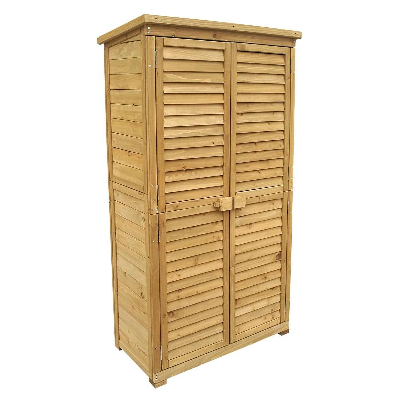 ARMOIRE ABRI DE JARDIN PORTES EN LAMELLES 160 CM BOIS D\'ÉPICÉA TOIT BITUMÉ 16_0002170_0