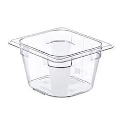 Bac alimentaire Araven Gastronorm GN 1/6 - 1,1 litre - cm 17,6 x 16,2 x 6,5 h - transparent Polycarbonate 8411777940161_0