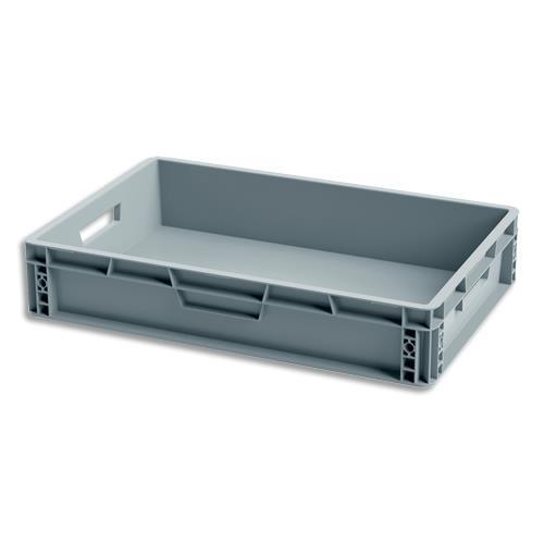 BAC DE RANGEMENT VISO GRIS EN POLYPROPYLENE - GERBABLE - CHARGE 10L - DIMENSIONS : L60 X L40 X H10 CM