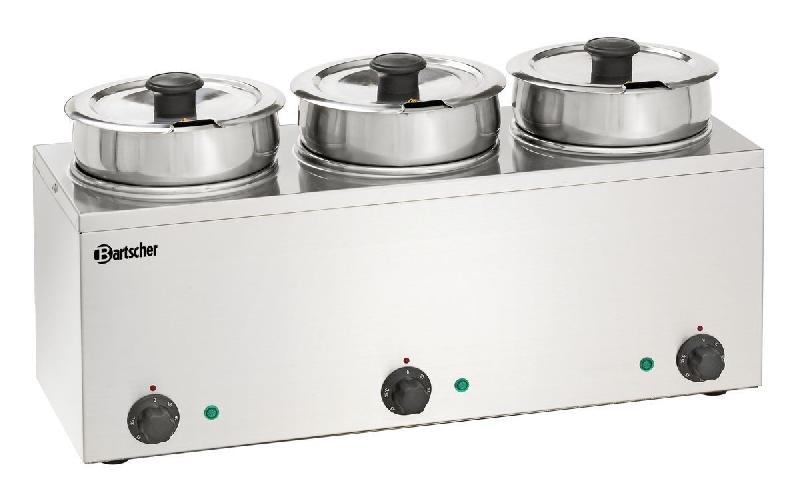 Bain-marie Hotpot Bartscher - Acier inoxydable - 3 cuves de 3,5 L - Plage de température 0 à 95 °C_0