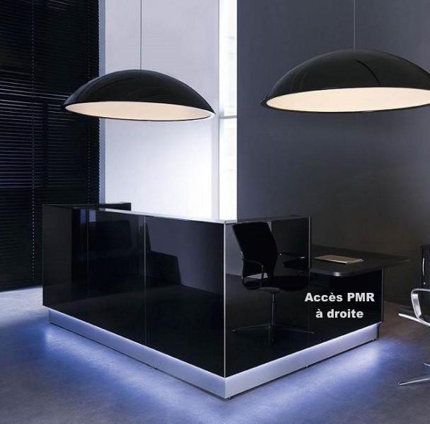 Banque d'accueil lumineuse en angle Linea avec accès bas - MDD - Droite, Sans, Noir_0