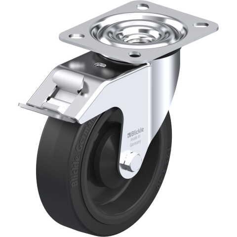 BLICKLE - ROULETTE PIVOTANTE À FREIN Ø 125MM BANDAGE CAOUTCHOUC NR 150KG - LE-POEV 125KA-FI