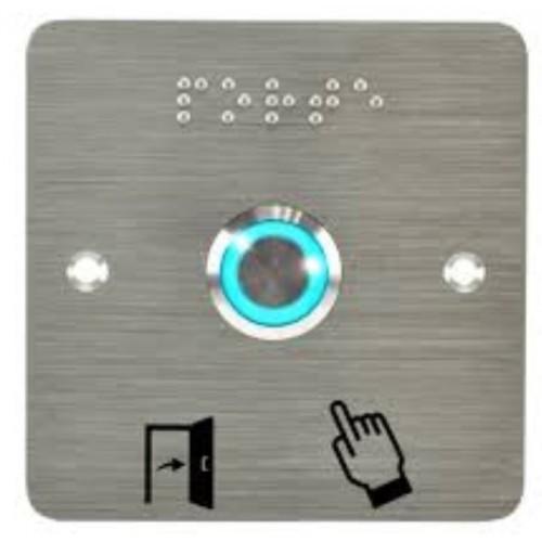 BOUTON POUSSOIR LUMINEUX PMR SUR PLAQUE CARRÉE INOX - 80 X 80 MM IZYX