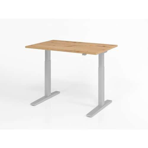 BUREAU ASSIS-DEBOUT SÉRIE XMKA-120X80CM-CHÊNE AMBRÉ-ARGENT - HAMMERBACHER