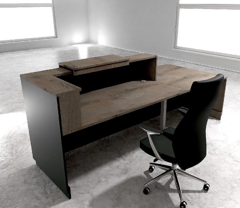 Bureau d'accueil ergonomique et Design Delta - Gauche, Noir, Non, 262, Chêne grisé_1