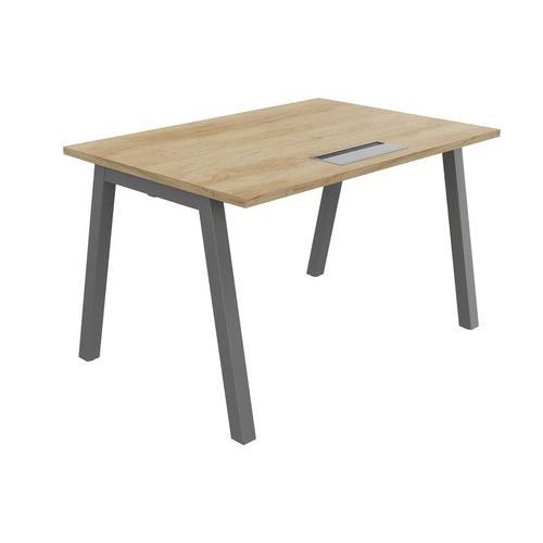 BUREAU PARTAGE 120 X 80 CM AVEC TOP ACCESS CHÊNE VIEILLI / ALU - BURONOMIC