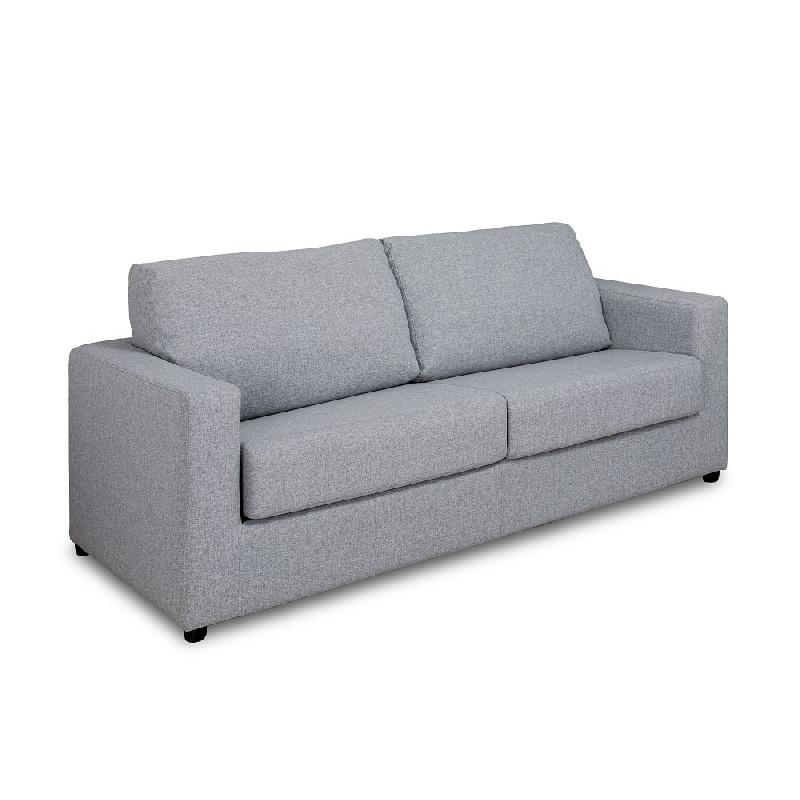 Canapé convertible PRIMO - Ouverture express 140 cm - Dossier moelleux - Matelas 14 cm - Tweed gris clair_0