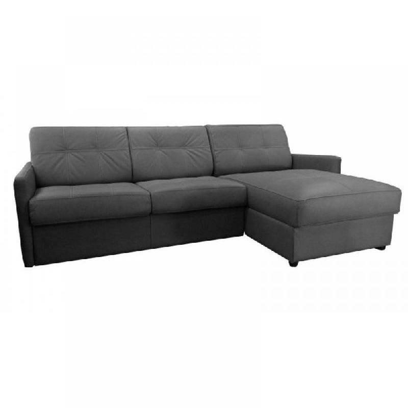 Canapé d'angle réversible convertible express Cube 160 cm avec coffre - Tissu microfibre gris graphite - Matelas 16 cm_0