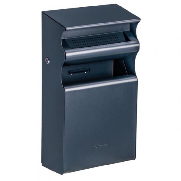 Cendrier poubelle mural - 15 litres - Anthracite mat - Rolléco_0