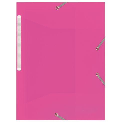 LOT DE 2 - CHEMISE À ÉLASTIQUE 3 RABATS PLASTIQUE BRUNEAU 24 X 32 CM DOS 3 CM ROSE