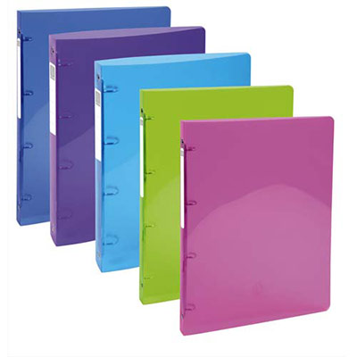 CLASSEUR 4 ANNEAUX EXACOMPTA IDERAMA - POLYPRO SOUPLE 5/10 BRILLANT - DOS 2 CM - COLORIS ASSORTIS - LOT DE 20