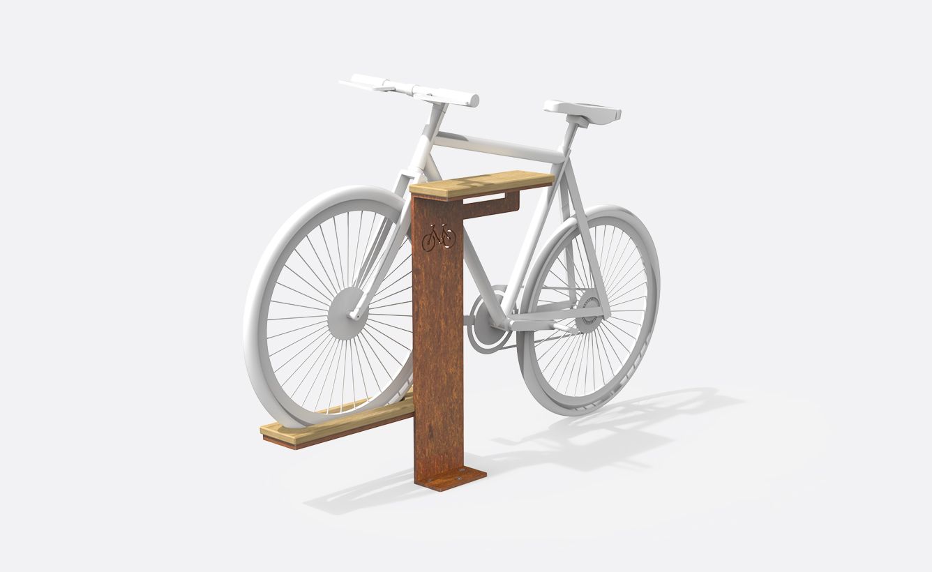 Parking à vélos en acier corten - Larusdesign - 2 vélos par module avec jardinières intégrées_0