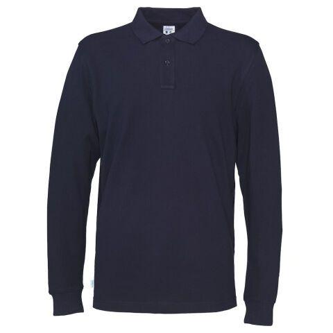COTTOVER POLO PIQUE MANCHES LONGUES HOMME - CERTIFIÉ GOTS MARINE - TAILLE M