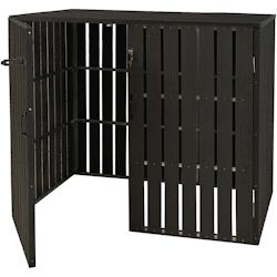 Décoshop26 - Abri de poubelles extérieur conteneurs à ordures jusqu'à 4 bacs 115x140x100 cm en métal aspect bois extensible 04_0005607 - 3000619832693_0