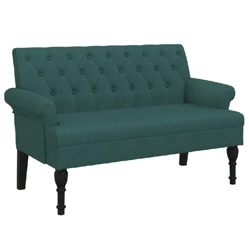 Décoshop26 - Banquette banc avec dossier capitonné accoudoirs 120 x 62 x 75,5 cm en tissu vert DEC024662 - 3000254835325_0