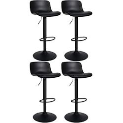 Décoshop26 - Lot de 4 tabourets de bar hauteur réglable et siège pivotant avec siège en plastique et PVC noir métal noir 10_0004493 - noir 300025_0