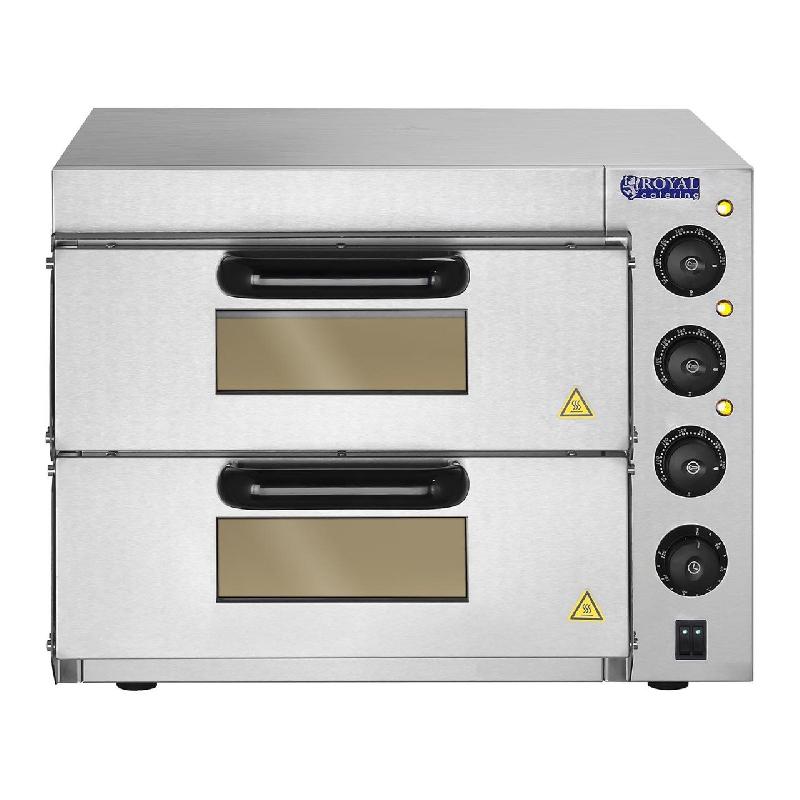 Four à pizza - 2 chambres - base en chamotte - 3000 W - acier inoxydable - réf. 14_0001740_0