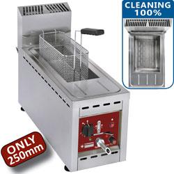 Friteuse gaz 1 cuve 8 litres - FSM-8GT/S - Acier inox, brûleur puissant et zone froide_0
