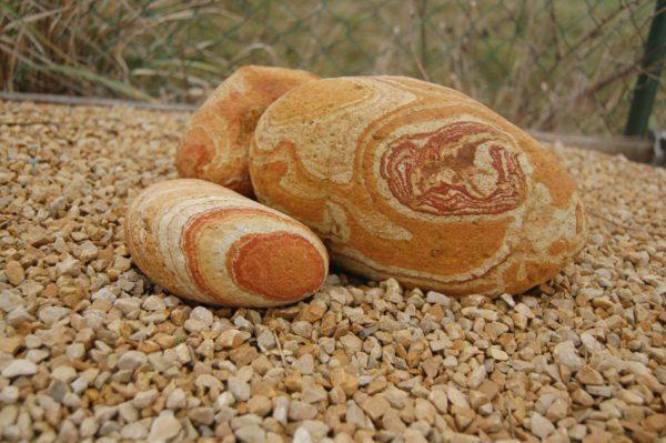 Galet 100/200 Rainbow - Veiné ocre, rouge et blanc - Décoratif pour aménagement paysagé_0