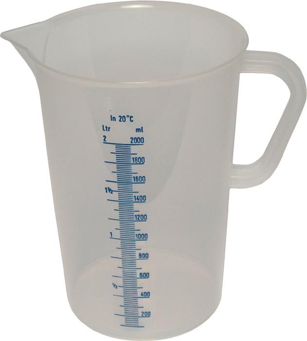 Gobelet gradué 1L PP Reilang - plastique robuste résistant aux solvants avec échelle gravée bleue_0