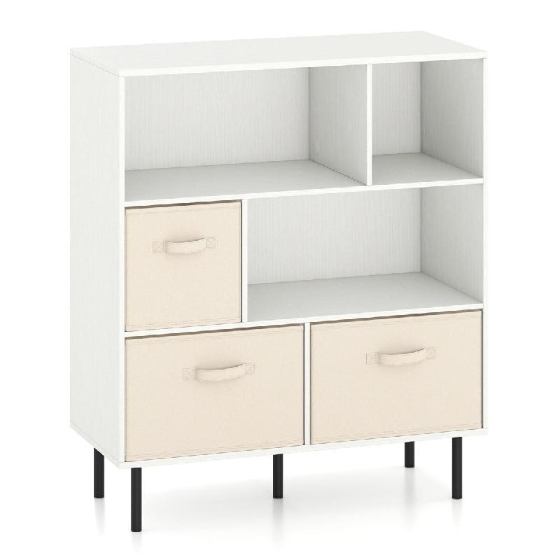 Helloshop26 - Bibliothèque 6 cubes étagère 90 x 40 x 105 cm avec tiroirs amovibles design moderne en métal blanc 20_0017013 - 3000231634460_0