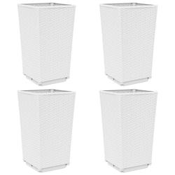 Helloshop26 - Jardinière bac lit surélevé plantes fleurs jardin terrasses lot de 4 32,5 x 32,5 x 57 cm polypropylène blanc 02_0039111 - 3000218056179_0