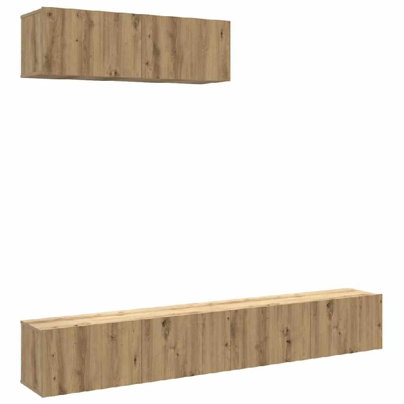 Helloshop26 - Lot de 3 meubles TV muraux bois d'ingénierie grand espace de rangement 100 x 30 x 30 cm en bois chêne artisanal 02_0055882 - Bois mass_0