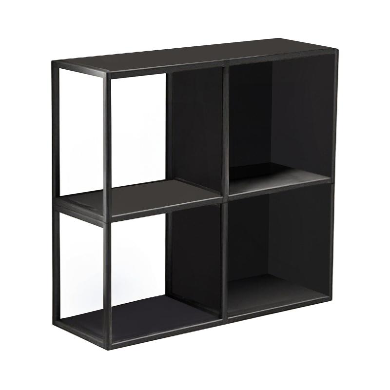 Helloshop26 - Set de 4 étagères murales avec fond et panneaux latéraux acier 28 x 28 x 20 cm noir - 3000225336370_0