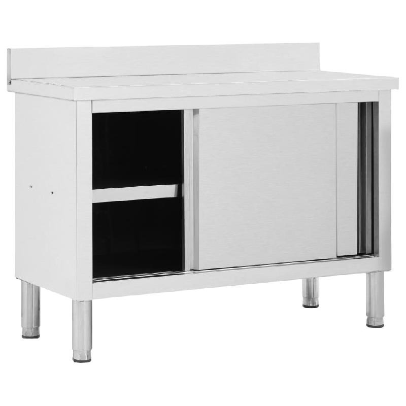 Helloshop26 - Table de travail avec portes coulissantes armoire de stockage de cuisine armoire de rangement restaurant hôtel cantine 02_0001899 - ino_0