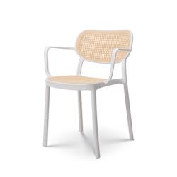 Kosmi Chaise de salle à manger blanche style vintage avec accoudoirs - 3760301693895_0