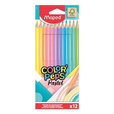 LOT DE 6 - CRAYON DE COULEUR COLOR'PEPS PASTEL, ÉTUI CARTON DE 12