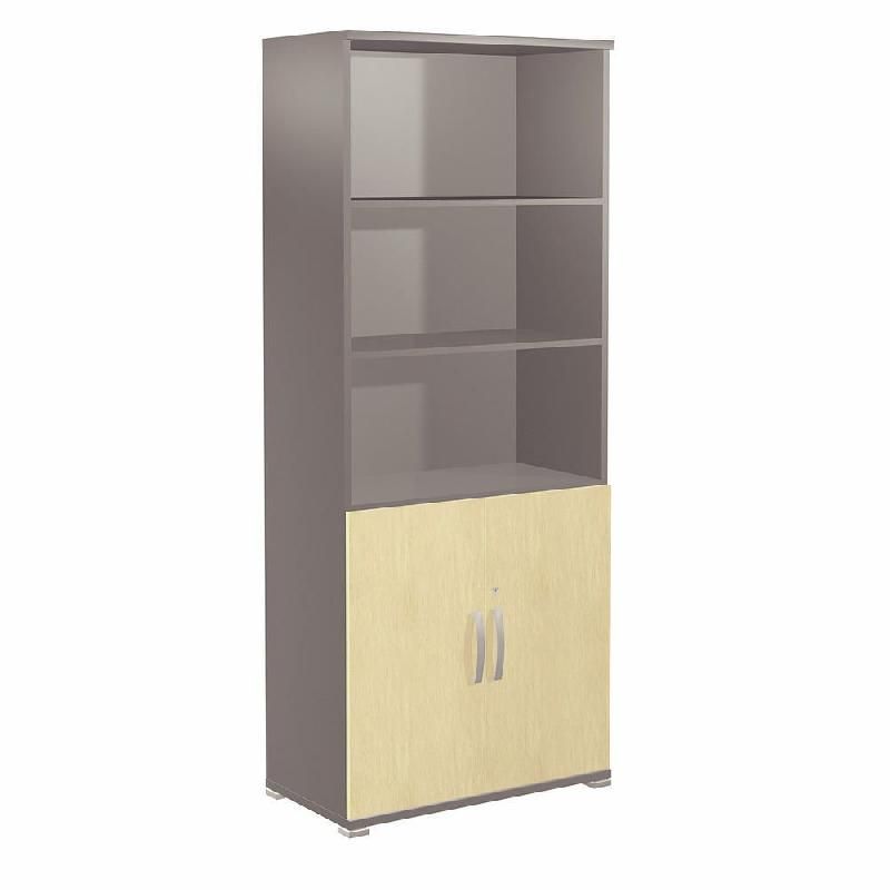 MEUBLE HAUT ACTIVITY 2 PORTES BASSES - H. 180 X L. 80 X P. 45 CM - CORPS ANTHRACITE - COLORIS DES PORTES : HÊTRE.