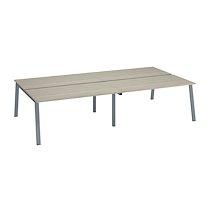 Pôle de 4 bureaux droits chêne gris L 160 x P 80 cm, piétement métal aluminium - Arch_0